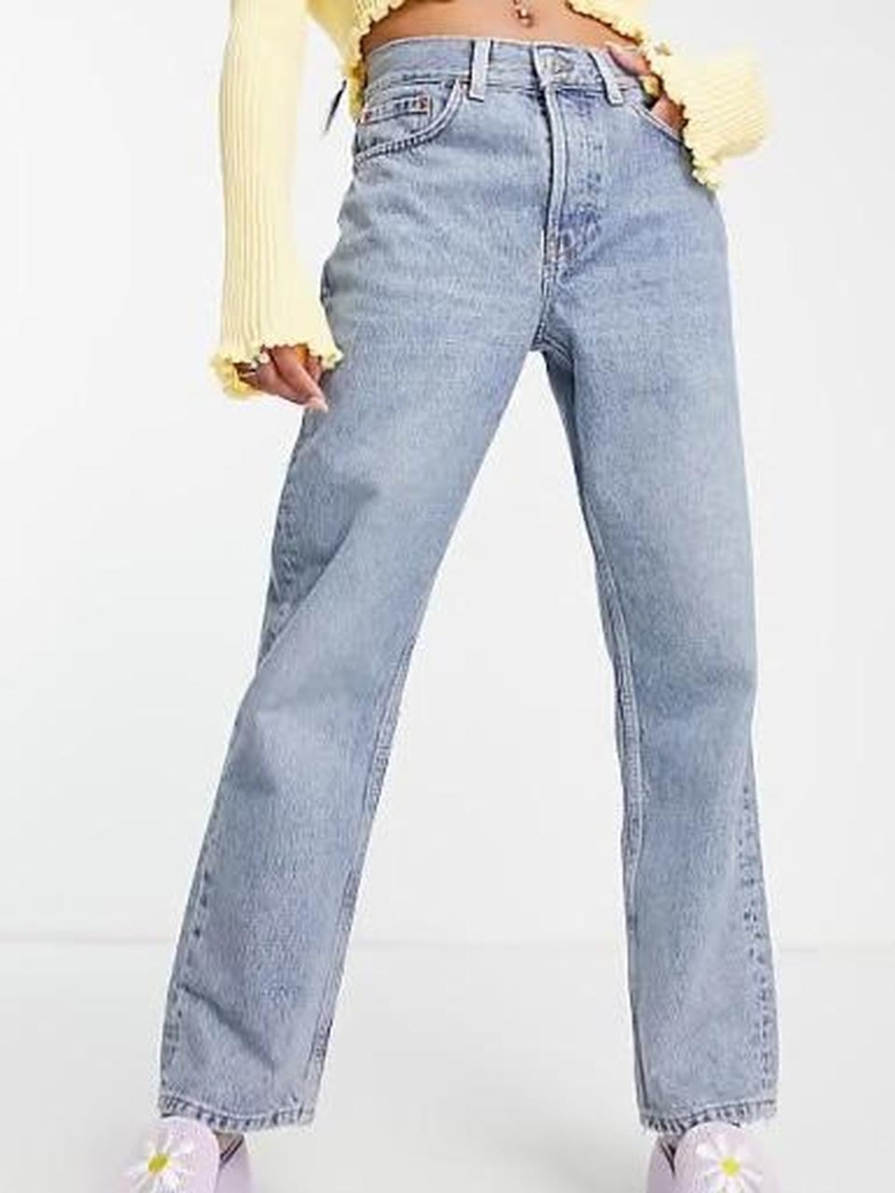 Topshop Light Wash Straight Leg Dad Jeans